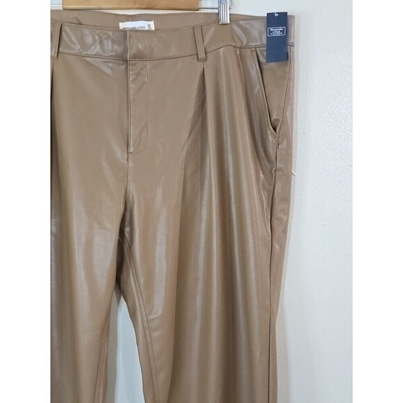 Abercrombie & Fitch Faux Leather Pants Womens Plus Size 36 22 Wide Leg Tailored - Picture 3 of 10